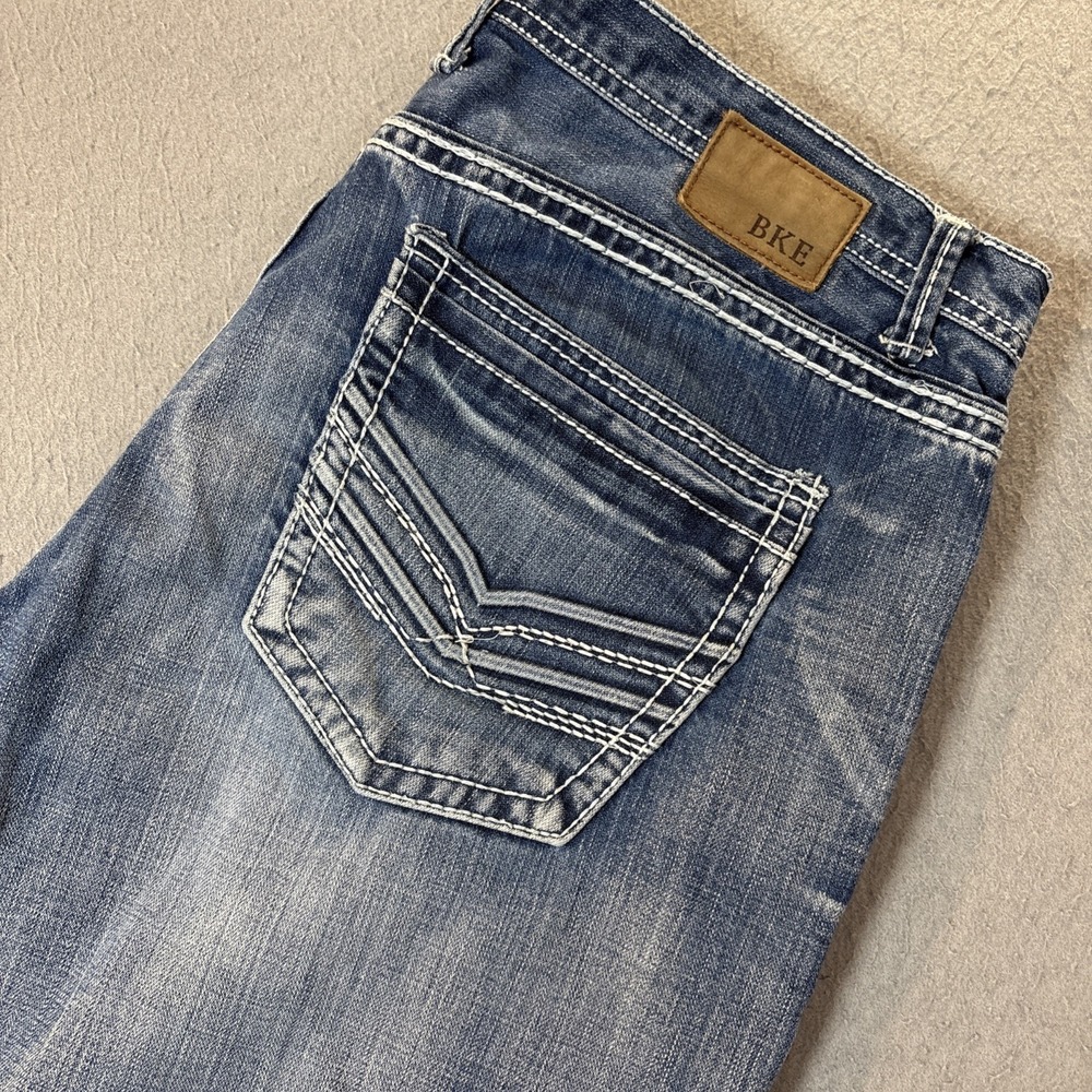 BKE Men's Washed Blue Denim Jeans